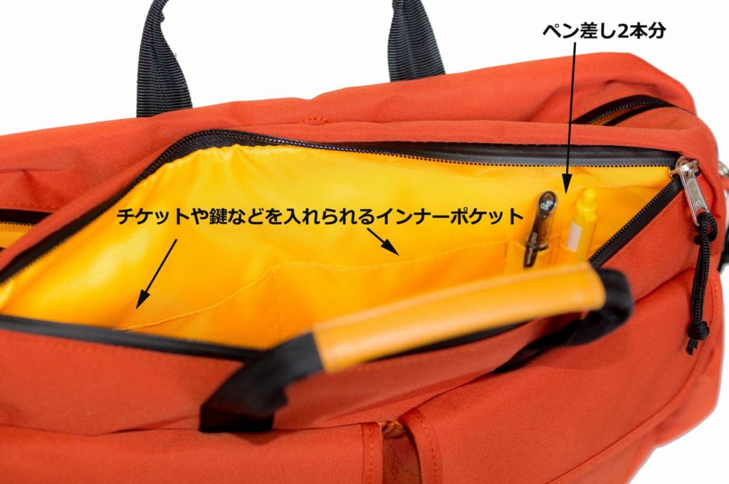 旅行鞄の決定版 ファザーズバッグ agnate 外側のサブポケット（TRICKS ホームページより）