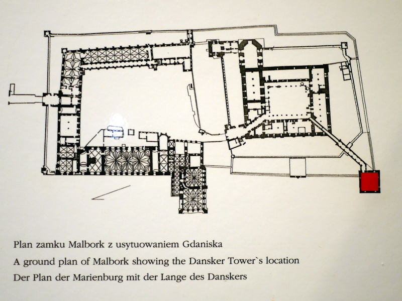 グダニスク ポーランド マルボルク城 タンネンベルクの戦い 北の十字軍 マリーエンブルク ドイツ騎士団   トイレ塔（Dansker）の位置 @Zamek w Malborku