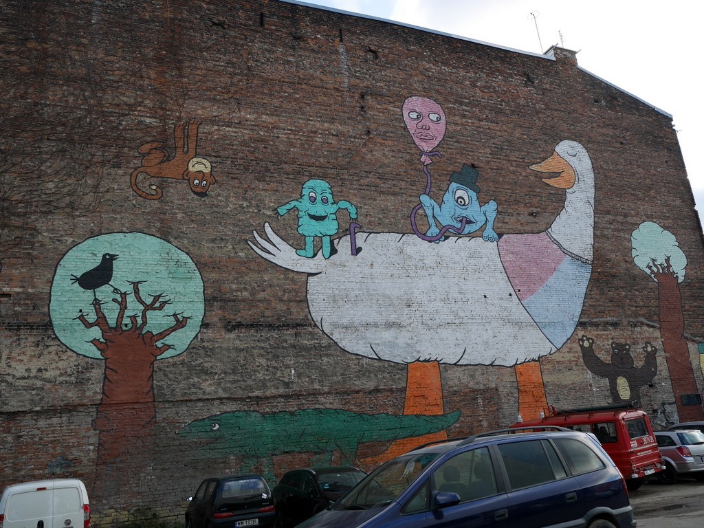 ルジツキ市場の突き当りあった壁画 @Bazar Różyckiego ワルシャワ