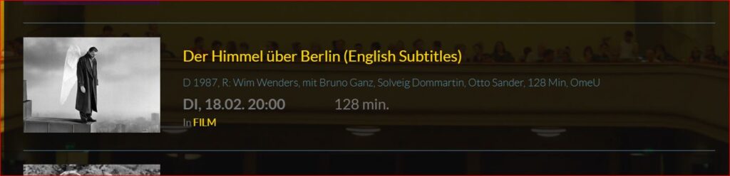映画『ベルリン天使の詩』上映告知 @Kino Babylon Berlin