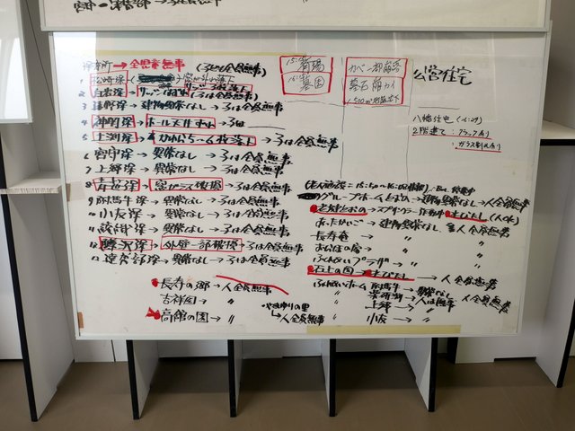 当時の基地内の白板 @3.11 東日本大震災 遠野市後方支援資料館