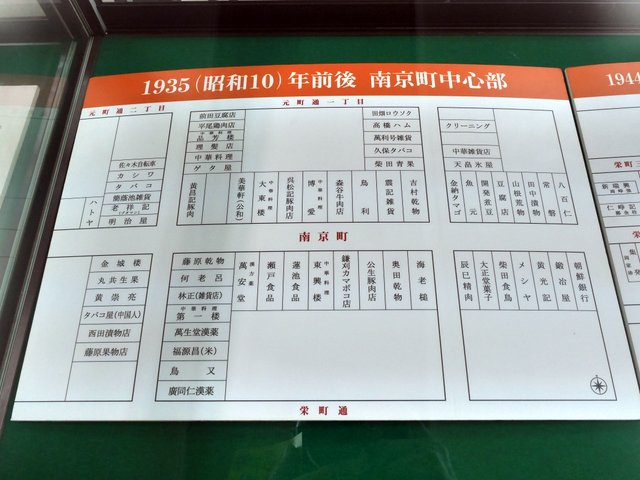 昔の南京町の店舗配置図 @神戸華僑歴史博物館