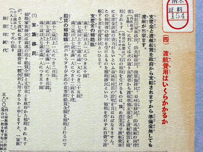 移住に際しての説明書 @神戸市立海外移住と文化の交流センター
